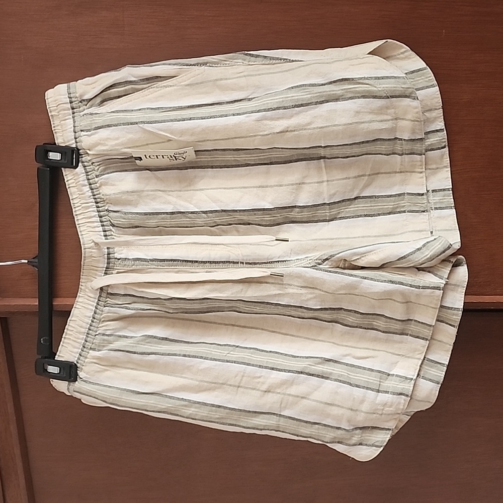 Terra & Sky Draw String Linen Blend Shorts SZ 0X/14W. NWT
